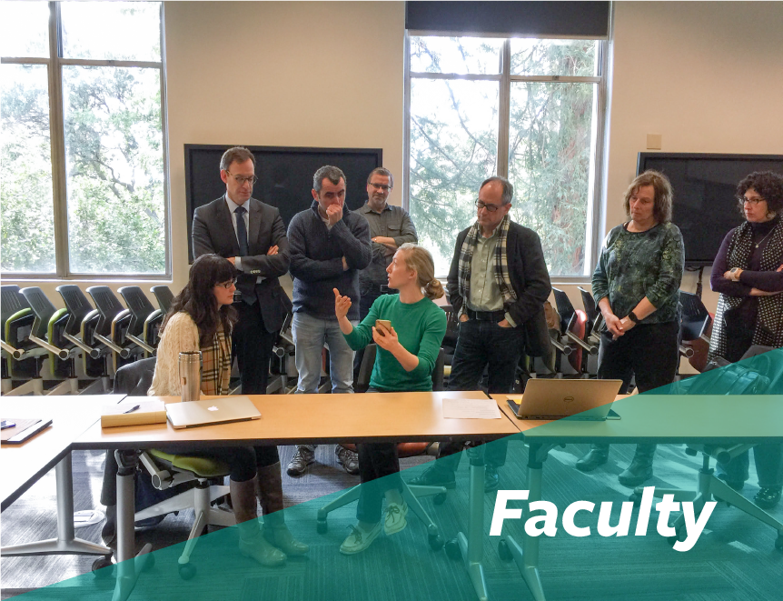 Faculty Picture of SIS staff working with faculty members