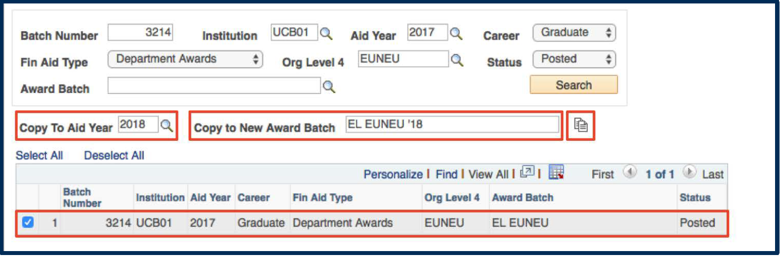 Copy an Award Entry Batch | Student Information Systems