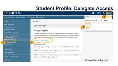 CalCentral Delegate Access Screenshot